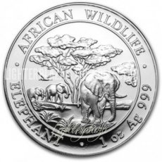 Ag-SOM12.100sh.1.Elephant Somalie 1 oz Argent Éléphant 2012