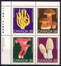 Paddestoelen Block van 4 postzegels - CANADA Uitgiftedatum 04-08-1989 - MINT **