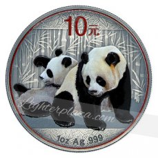 China - 10 Yuan 1 oz Silver 2010 Panda Antique Finish Color in Box