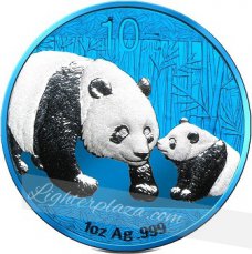 China - 10 Yuan 1 oz Silver 2011 Panda Space Blue Edition in Box