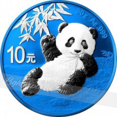 Ag-CHN20.10Y.1.PandaColor China 10 Yuan 30 g Silber Panda 2020 color Space Blue Edition