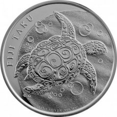 "FIJI TAKU". 2 Dollar 1 Unze Silber BU Elizabeth II FIJI 2012 "Turtle"