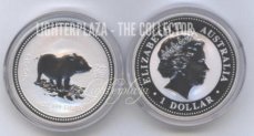 Ag-AUS07.1d.1.Pig Australia Lunar1 "Year of the Pig" 2007 1 oz Silver BU