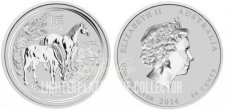 Ag-AUS14.50c.1/2.Horse Australien Lunar II. 1/2 Unze Silber "Jahr des Pferdes" 2014 BU