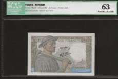 BNF.M.17 041162608 Banque de France 10 Franken (Mineur) 19 - 11 - 1942 - Typ 1941. Klassifizierung: ICG 63 UNCIRCULATED (UNC)