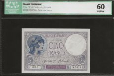 BNF.N.5328 133187805 Banque de France 5 Francs (Violet) 18-1-1919 januari - Type 1917. Beoordeling: ICG 60 AU / UNC