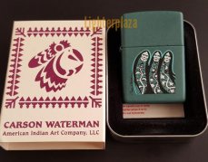 ZC000215CW291 Zippo lighter 2001. CARSON WATERMAN THREE SISTERS. Teal matte Finish. Absolut erstaunlich und extrem selten.