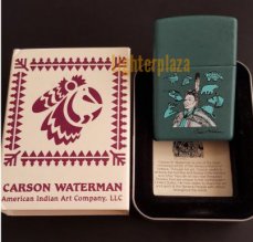 Zippo lighter 2001 ZIPPO POW-WOW DANCER. CARSON WATERMAN DESIGN. Teal Matte finish.Absolutely amazing and extremely Rare.