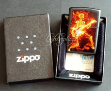 Zippo lighter Guitarist Flaming. Black matte finish.