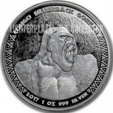 Ag-CONGO17.5cfa.1.Gorille Gorilla serie 5000 Francs CFA 1 Oz Zilver BU 2017 Republiek Congo