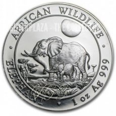 Ag-SOM11.100sh.1.Elephant Somalia 1 oz Silver Elephant 2011