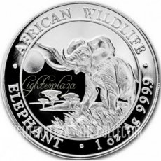 Ag-SOM16.100sh.1.Elephant Somalie 1 oz Argent Éléphant 2016