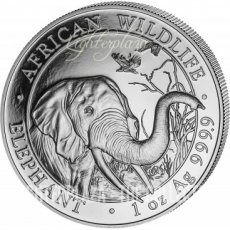 Ag-SOM18.100sh.1.Elephant Somalia 1 oz Silver Elephant 2018