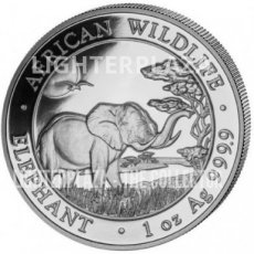 Ag-SOM19.100sh.1.Elephant Elephant 100 Shilling 1 Oz Silber BU Somalie 2019 100 Shilling 1 Oz Argent Somalie 2019