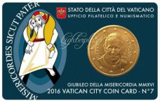 PONTIFICAT DE PAPE FRANÇOIS  VATICAN COIN CARD N. 7 - ANNÉE 2016.