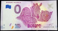 SE-VEAS0020 Espagne. Billet Euro Souvenir - Bioparc Valencia animaux 2018