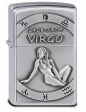 ZS2002077 Zippo lighter Zodiac "VIRGO" 3D Emblem 2011. Brushed chrome. Condition: new, original box.